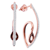 10kt Rose Gold Womens Round Red Color Enhanced Diamond Teardrop Dangle E... - £391.84 GBP