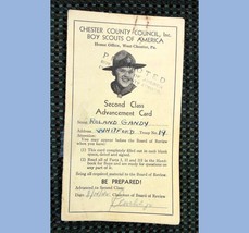 1942 vintage BOY SCOUT ADVANCEMENT CARD west chester pa ROLAND GANDY - $67.27