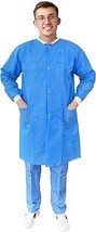 10ct Blue Disposable Polypropylene Lab Coats Large 44&quot; Long 40 gsm - £26.85 GBP