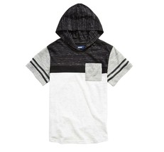 Univibe Big Boys S Black Striped Kingston Colorblock Hooded TShirt Top NWT - £6.70 GBP