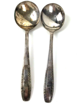Vintage Soup Spoons Wallace Brothers Plated AA Flatware Sharon flat ware 2 piece - $14.84