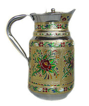 Pitcher Stainless Steel Jug decorated Pitcher Juice water Cold drink coffee tea - £37.64 GBP