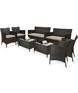 8PCS Patio Rattan Sofa Set Outdoor Patio PE Cushioned Couch Wicker Furni... - $541.99