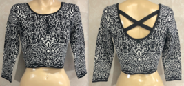 Xhilaration Black Patterned Size 6 Medium Womens Sweater Cable Knit Rayo... - $17.16