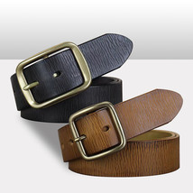 Big and Tall Mens Leather Belt Full Grain Genuine Leather Waistband Brass Buckle - £28.85 GBP