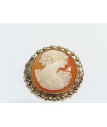 VINTAGE Solid 10k Yellow Gold / Cameo Ladies Brooch Pin Pendant - £133.34 GBP