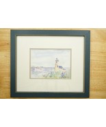 Framed Art Watercolor Litho Print by Sarah Malin Lighthouse Waterfront B... - £27.25 GBP