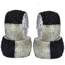Prisha India Craft Beaded Napkin Rings Set of 4 silver-black - 1.5 Inch in Size- - £19.86 GBP