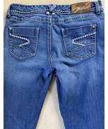 Seven7 Jeans Sz 30 Destroyed Stretch Cropped Blue Denim Rhinestone Studs... - £13.91 GBP