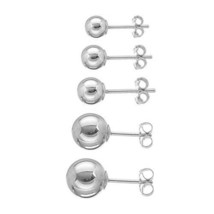 Ball Earrings (Pair) - .925 Sterling Silver - Sizes 6mm to 10mm available  [GG] - £8.27 GBP+