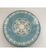 Vintage shabby chic country blue with white design round metal tin conta... - $27.01 CAD