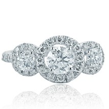 Authenticity Guarantee 
Three Stone 1.89 Ct Round Cut Diamond Engagement Halo... - £2,444.36 GBP
