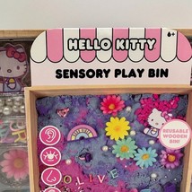 New Hello Kitty Sensory Play Bin Wooden Tray Ages 6+Sand Beads Rocks Flowers - £22.33 GBP