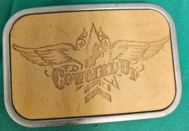 Cowgirl Up Belt Buckle Wooden Inlay Carved Laser Etched Standard Size - $12.54