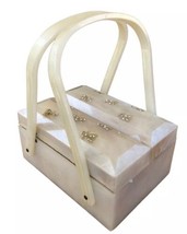 Vtg 50&#39;s-60&#39;s ilene White Hard Plastic Lucite Box Handbag Purse - £29.74 GBP