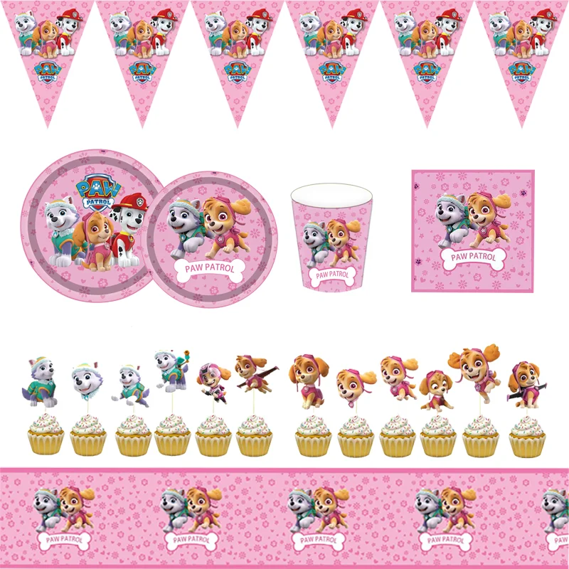 Paw Patrol Theme Party Supplies Disposable Tableware Set Cup Plate Napki... - £9.06 GBP+