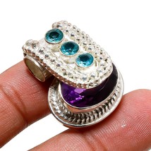African Amethyst Swiss Blue Topaz Gemstone Ethnic Pendant Jewelry 1.30" SA 8969 - £5.17 GBP