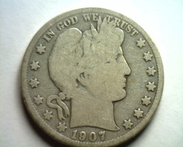 1907-D Barber Half Dollar Good G Nice Original Coin From Bobs Coins Fast Ship - £17.52 GBP