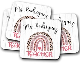 Teacher Rainbow Gift, Teacher Coasters Personalized, End Of Year Teacher Gift, C - £3.94 GBP