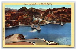 Boulder Dam With Reservoir At Capacity Arizona Nevada NV UNP Linen Postcard S13 - £4.05 GBP