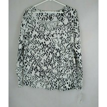 NWT Liz Claiborne Women&#39;s Black &amp; White Leopard Print Long Sleeve Shirt Size M - £15.36 GBP