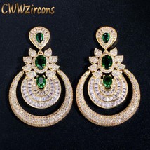CWWZircons Dubai 18k Yellow Gold Vintage Costume Jewelry Green Emerald Long Big  - £21.97 GBP