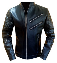 Men&#39;s Leather Jacket Faux Handmade Raven Model - $299.00