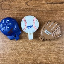 Vtg Cracker Jack Prize Charm Lot of 3 Whistles Glove Hat Baseball - $9.89