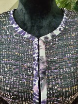 Coldwater Creek Women&#39;s Purple Polyester Tweed 3/4 Sleeve Blazer Jacket Size XS - £27.37 GBP