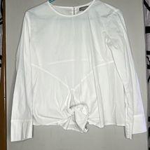 Kenar White Shirt Collection Blouse Small Tie Front Long Sleeve Keyhole Back - £8.51 GBP