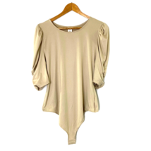 Melrose and Market Bodysuit Womens size XL Round Neck 3/4 Puffed Sleeve Beige - £18.08 GBP