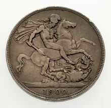 1900-LXIII Great Britain Crown Silver Coin (Very Fine, Rim Ding) KM# 783 - $339.81