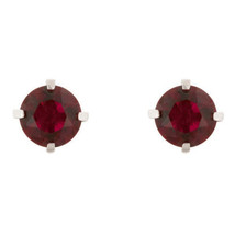 Precious Stars Silvertone 9.5 mm Red Round Cubic Zirconia Stud Earrings - £13.54 GBP