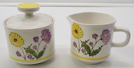 AP) Vintage Lunastone Fire Glow Hand Painted Sugar Bowl and Creamer 1581... - $14.84