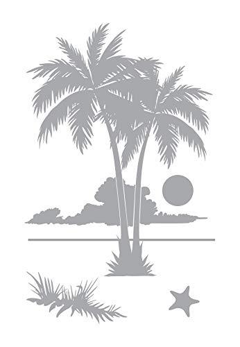 2 Palms Sunset - Coastal Design Series - Etched Decal - For Shower Doors, Glass  - £28.77 GBP