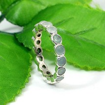 Labradorite Gemstone Eternity Band Ring Stackable Ring 925 Solid Silver Ring - £22.08 GBP