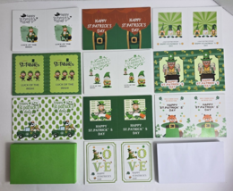 (50) St. Patrick&#39;s Day Greeting Cards with Green White Envelopes 10 Designs - $7.91