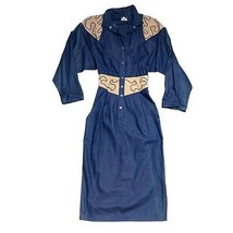 Vintage Western Country Cowgirl 80s Y2K Leather Maxi Dress Women’s 4 Denim Retro - £75.89 GBP