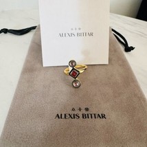 Alexis Bittar Vitreum 14K Goldplated Carnelian Amethyst  Linear Ring, Size 8 NWT - £96.73 GBP
