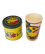 PAC MAN 1980 Plastic Mug Cup &amp; Tin Midway Vintage Pac-Man Game Retro Lot... - €21,26 EUR