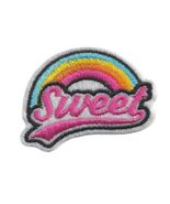 SWEET IRON ON PATCH 2&quot; Small Retro 70&#39;s Style Rainbow Cute Embroidered A... - €4,27 EUR