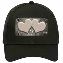 Tan White Hearts Butterfly Oil Rubbed Novelty Black Mesh License Plate Hat - £23.17 GBP