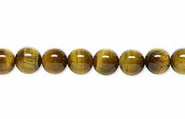 6mm Natural Brown Tiger Eye Round Beads, 1 15in Strand, stone, tigereye - $10.00