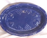 Stoneware Cobalt Blue Casserole Bowl Baking Dish Grapes Motif - $24.74