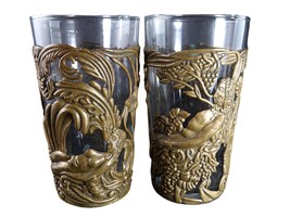 1950&#39;s Los Castillo Taxco Brass Adam and Eve Glass Slips with glasses - £190.73 GBP