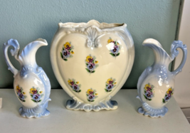 Floral Mid-Century Modern Ceramic Vase and Pitcher Set - $45.00