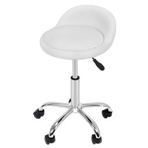 White Adjustable Rolling Swivel Stool W/Wheels Tattoo Facial Massage Spa... - £54.51 GBP