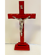 Cherry Finish Standing Wood 13&quot;  Crucifix, New #AB-246 - $456.48 MXN