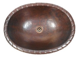 19&quot; Oval Copper Drop in Bathroom Sink with Decorative Rope Design,Drain ... - £160.21 GBP