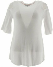 Isaac Mizrahi Live! Cold Shoulder Flutter Short Sleeve Sweater White X-Large - £7.58 GBP